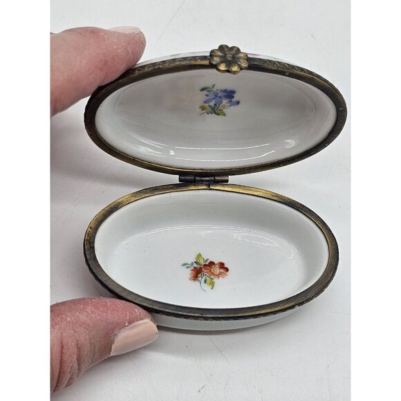 Meander BV Dutch Porcelain Trinket Boxes With Pink Roses Boho Vintage - Picture 5 of 11